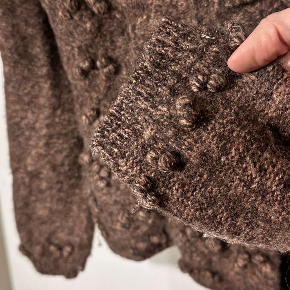 Chadwicks Textured Lambswool Button Cardigan Brow… - image 7